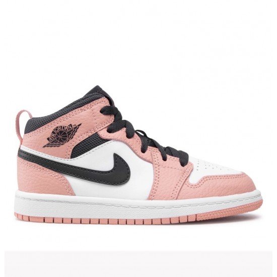 Αθλητικό μποτακι Air Jordan 1 Mid λευκο - ροζ Αθλητικό μποτακι Air Jordan 1 Mid λευκο - ροζ